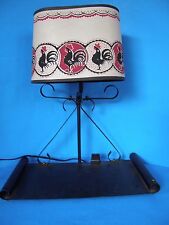 VINTAGE WROUGHT IRON PORTABLE ELECTRIC TABLE LAMP WITH EXTRA OUTLET picture