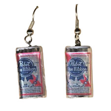 New Funky PABST BEER CANS EARRINGS Sport Bar Drink Brewery Party Costume Jewelry picture