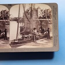 Le Croisic Stereoview 3D C1905 Real Photo Atlantic Sardine Fishing Boats France picture