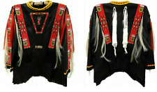 Old American Handmade Black Leather Lakota Beaded Powwow Regalia War Shirt  NW4 picture