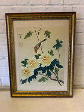Vintage Asian Chinese or Japanese Signed Painting on Silk w/ Birds & Flowers picture