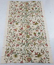 Antique Crewel Work Hand Embroidered Floral Wall Hanging Curtain Panel 228x149cm picture