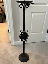 Tall Wrought Iron Metal Candle Holder/Plant Stand - Black picture