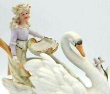  Antique Carl Schneider German Queen Leda Zeus Swan Bisque Figurine Spill Vase picture