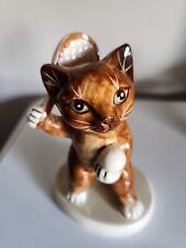 VTG Anthropomorphic Cat Playing Pickle Ball Figurine Sports Kitty  Mann Japan picture