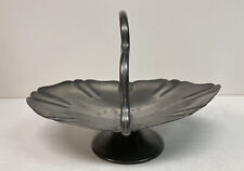 1930s American Cottage Pewter Footed 8.25” x 6.25” “M” Monogrammed Basket #903 picture
