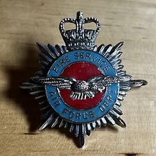 OBSOLETE Fire Service Air Force Dept RAF Military Enamel Cap Hat Uniform Badge picture