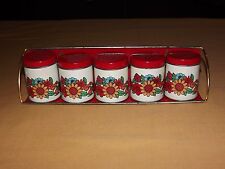 VINTAGE KITCHEN ACTION INDUSTRIES BRAZIL RED METAL FLOWERS SPICE WALL RACK picture