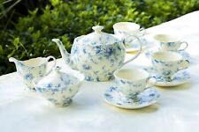 Grace Teaware Blue Rose Toile Fine Porcelain 11-Piece Tea Set picture