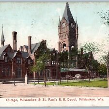1906 UDB Milwaukee WI Chicago Milwaukee St Paul RR Depot CM&StP Stagecoach A188 picture