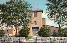 Santa Fe NM New Mexico Oldest Church US San Miguel Mission Linen Postcard UNP picture