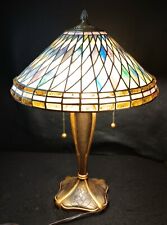 Quoizel Stained Glass Lamp With Geometric Design Vintage Stunning  picture