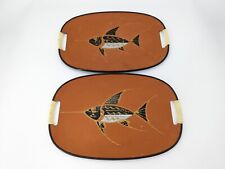 Tilso Serving Trays (2) Wrapped Handles Japan 17.5” Lacquerware Mid Century C picture