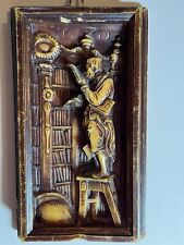 Carl Spitzweg Genuine Molded Wax Wall Hanging The Bookworm ANRI ITALY Rare picture