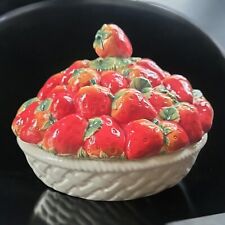 Cracker Barrel Vtg Strawberry Pie Deep Covered Dish Plate Heavy Server 10” w/lid picture
