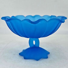 Westmoreland Glass  LOTUS satin Blue Mist Low Footed Compote Candy dish picture