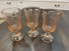 Vintage Indiana Glass Pink Madrid Water Wine Goblets Set of 3 Short Stem picture