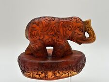 Vintage Amberina Color Handmade & Carved Lucite Elephant GLOWS picture
