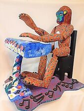 Oaxacan Carved MONKEY PIANO PLAYER Alebrije SIGNED Arms & Legs Move Huge 17