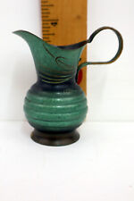 Onoppenheim Vintage Brass Pitcher Vase Hand Made in Israel 4 inch tall picture