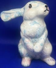 Vintage Porcelain Easter Bunny Rabbit Cotton Candy Blue, Pink & White Figurine picture