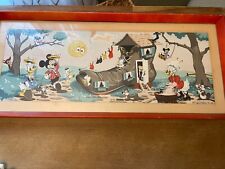 Vtg Water Color Framed Painting Disney Characters Mickey Donald Signed “Bennett” picture
