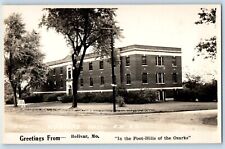 Bolivar Missouri MO Postcard RPPC Photo Greetings Muirhead Hall Building c1940's picture