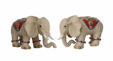 Pair Handmade Ceramic Lovely Elephant With Beautiful Jewelry Decor Statue fs722 picture
