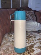 Vintage 1970s Aladdin Thermos Dura Clad No. 2630A Blue White With Lid Insulated picture