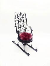 Vintage Handmade Tin Can Pincushion Chair Dollhouse Furniture Velvet picture