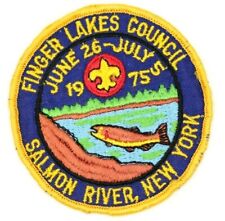 1975 Finger Lakes Council Patch Salmon River, New York Boy Scouts BSA Fish picture