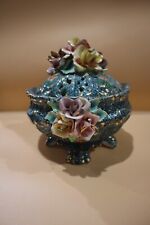 Vintage Italian Capodimonte Style Roses Covered Bowl picture