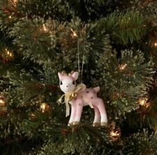 Ceramic Pastel Pink Deer Christmas Tree Ornament Retro 60s MCM Vntg Style Decor picture