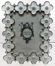Olivia Riegel Silver Finished White-Enamel Clover Frame 3.75