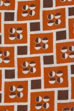 Charming vintage 1940's orange & brown geometric Feedsack Fabric piece 6.5x9