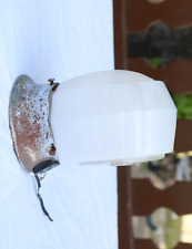 Vintage old Mcm Bathroom wall sink lamp light White Milk glass fixture outlet HV picture