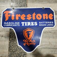 FIRESTONE TIRES 2-SIDED PORCELAIN ENAMEL SIGN 24 X 20 INCHES picture