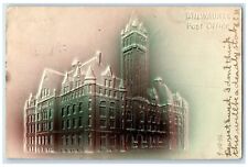 1906 Milwaukee Post Office Exterior Embossed Airbrush Wisconsin Vintage Postcard picture