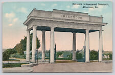 (68) Entrance To Greenwood Cemetery Allentown PA 1914 Postcard Antique picture