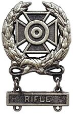 US ARMY Expert Shooting Oxidized Badge Wreath Rifle MARKSMAN Qualification Q bar picture