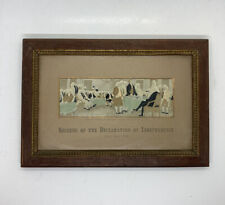 Antique 1893 Woven In Silk Declaration of Independence Signing Framed Art 21 picture