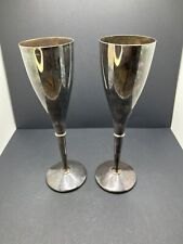 2 Kirk Stieff Silverplate Italy Goblets Glasses Beauttiful Toning 9” Tall picture