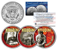 HARRY HOUDINI * Master of Escape * Colorized JFK Kennedy Half Dollar 3-Coin Set picture
