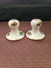 Vintage Ucagco Lusterware Holly Berry Candle Holders Set Japan picture