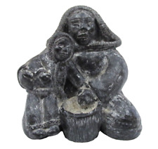 A Wolf Sculpture Original Eskimo Mother and Child Canada Figurine picture