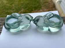 Clear Bunny Rabbit Candle Holder w/ Candle Heavy Glass Vintage picture