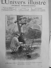 1864 1899 WOMAN PAINTER PINK HAPPINESS WORKS PORTRAIT 5 ANTIQUE NEWSPAPERS picture