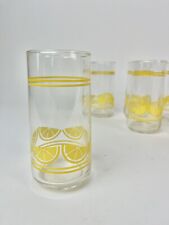 LIBBEY GLASS Lemon Tumbler Set(6) Vtg Yellow Summertime Picnic Drinking Glasses picture