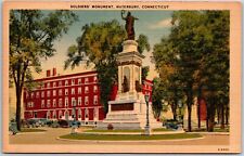 Waterbury Connecticut CT, Soldiers' Monument, Historic Statue, Vintage Postcard picture