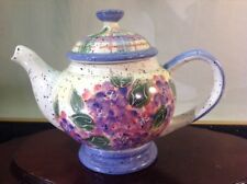 Vtg Julie Ueland Floral Teapot, Speckled 
